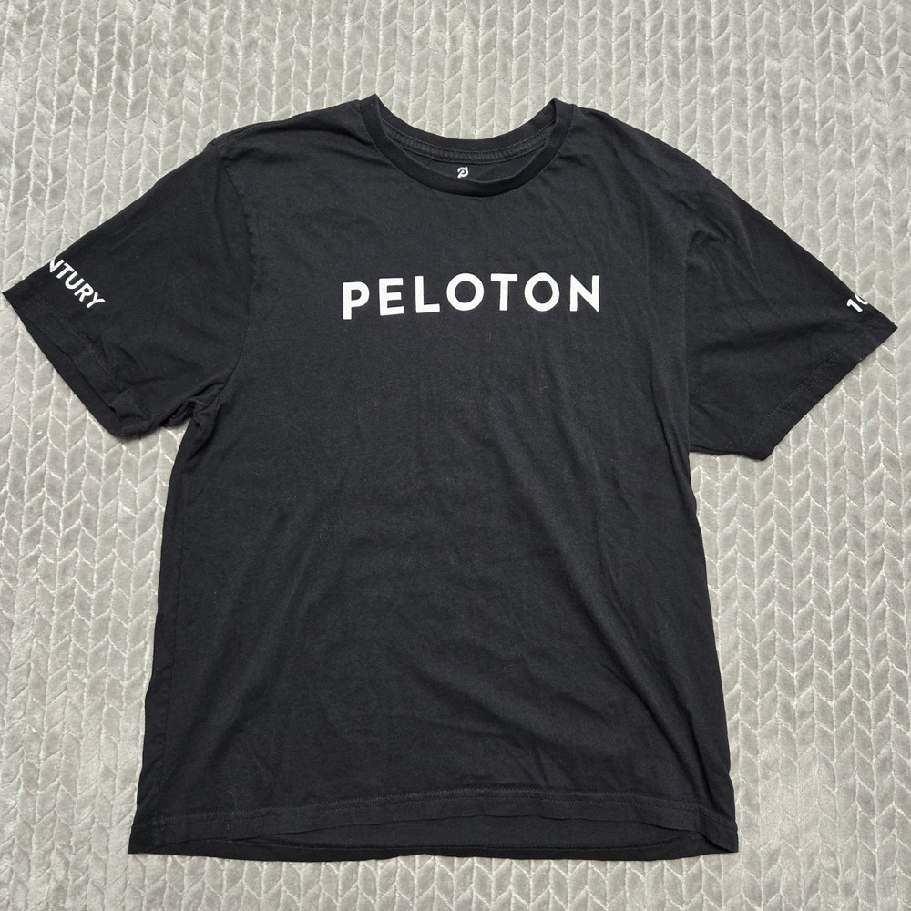 Peloton Century Club 100 Rides T-Shirt Black Cotton Size M Logo Graphic Tee